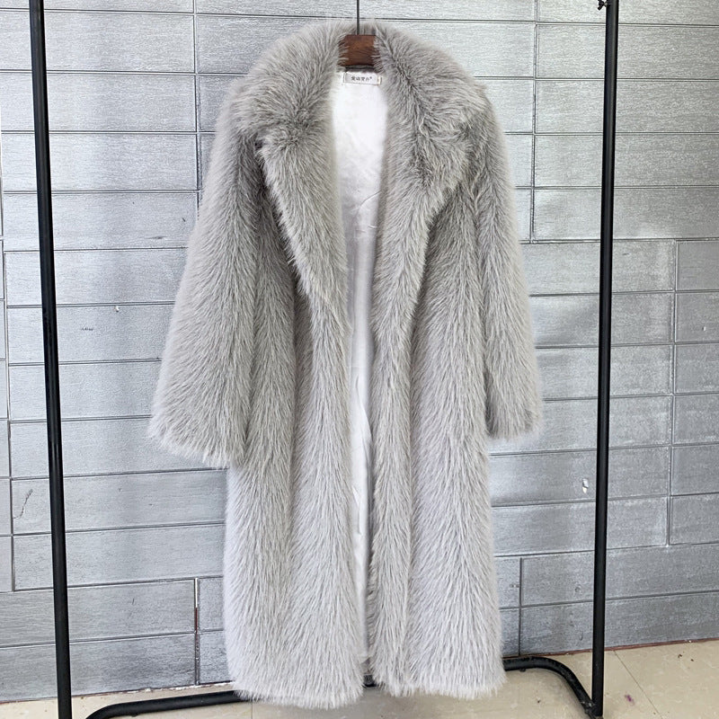 Women's Suit Collar Coat with Artificial Fur for Autumn/Winter