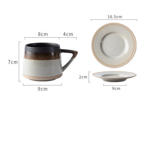 Japanese Retro Stoneware Coffee Cup And Saucer Set