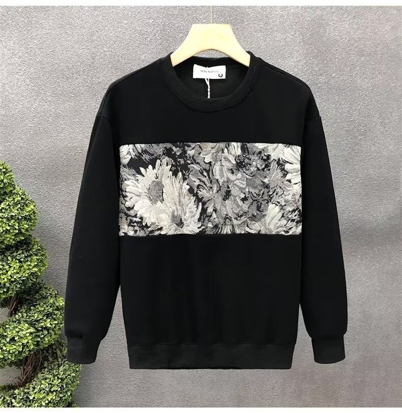 Men’s fleece sweatshirt Fashion Brand Crew Neck Pullover Sweatshirt Men