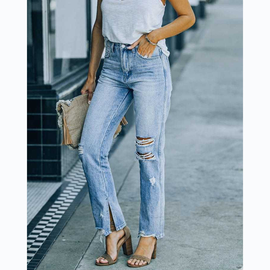 Spring And Summer Leisure Fashion Street Washed Jeans