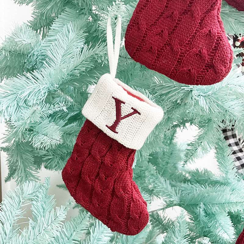 Christmas Decorations Pendant Christmas Socks Letter Knitting