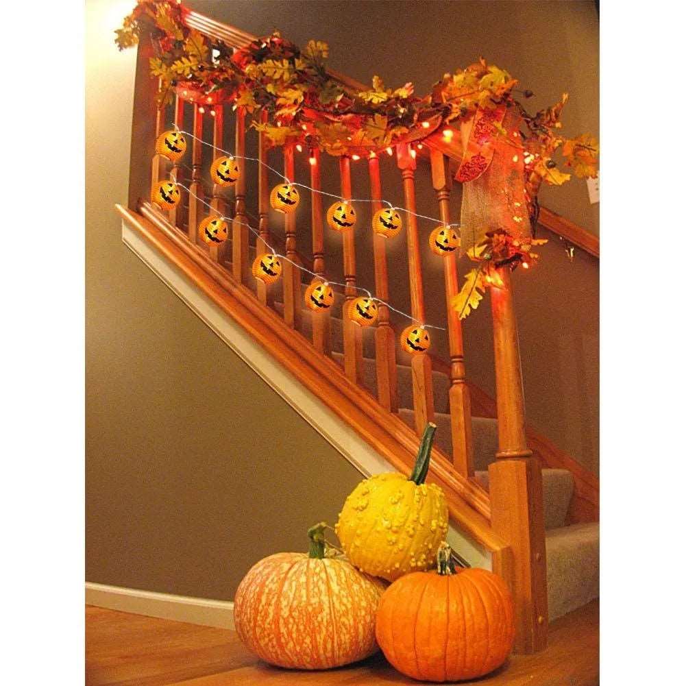 1.2M Halloween String Lights Pumpkin LED Light 10Heads Halloween Party Lights Warm White Halloween Home Decoration