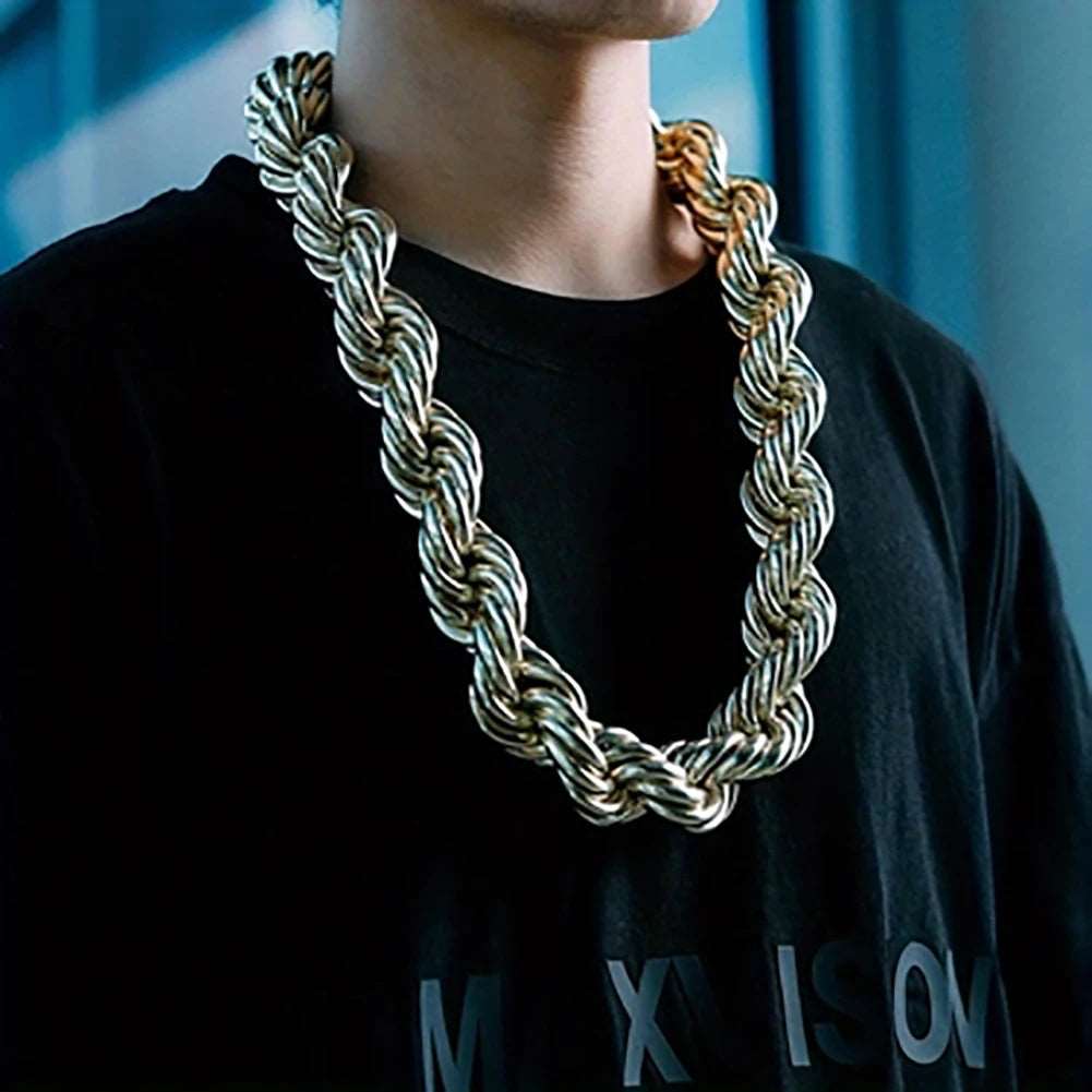 1pc Mens Necklace 30MM Stainless Steel Rope Chain Necklace Big Chunky Necklace Hip Hop Fashion Jewelry For Party Gift 30 inch