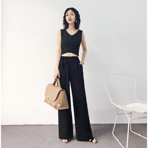 Autumn Wide Leg Elastic Waist Pants for Women