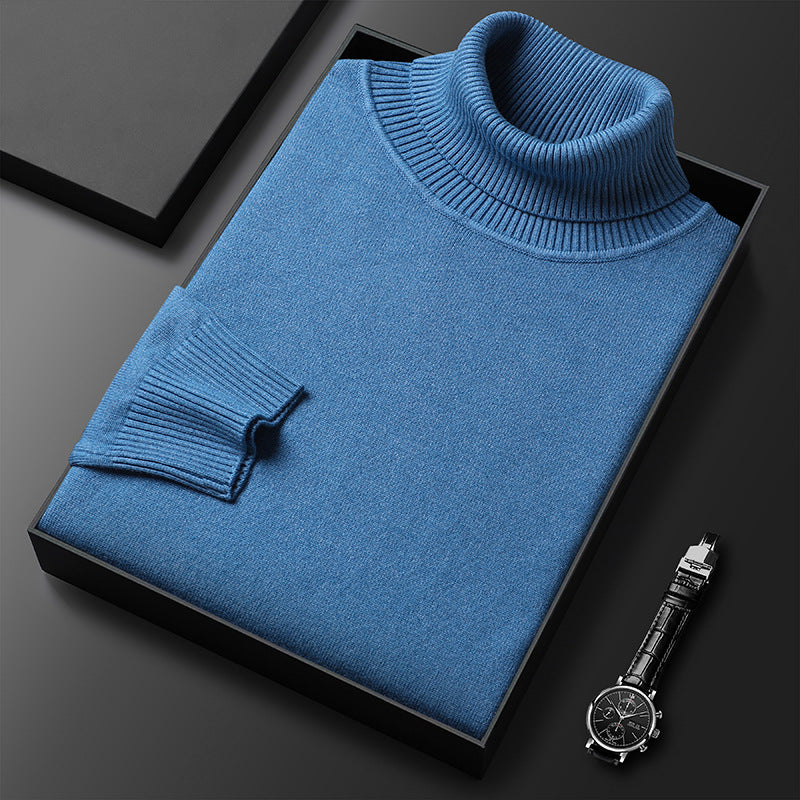 Men’s warm sweater Bottoming Shirt Young And Middle-aged Slim-fit Solid Color Turtleneck Pullover Sweater