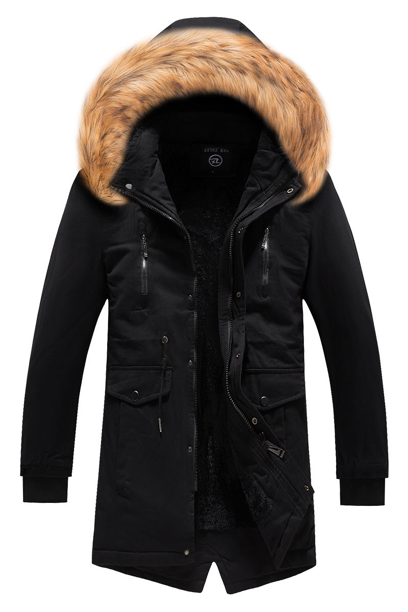 Men’s winter jacket Washed Cotton Clothes Men's Mid-length Winter Youth Can Take Off The Hat Men's Casual Thickening