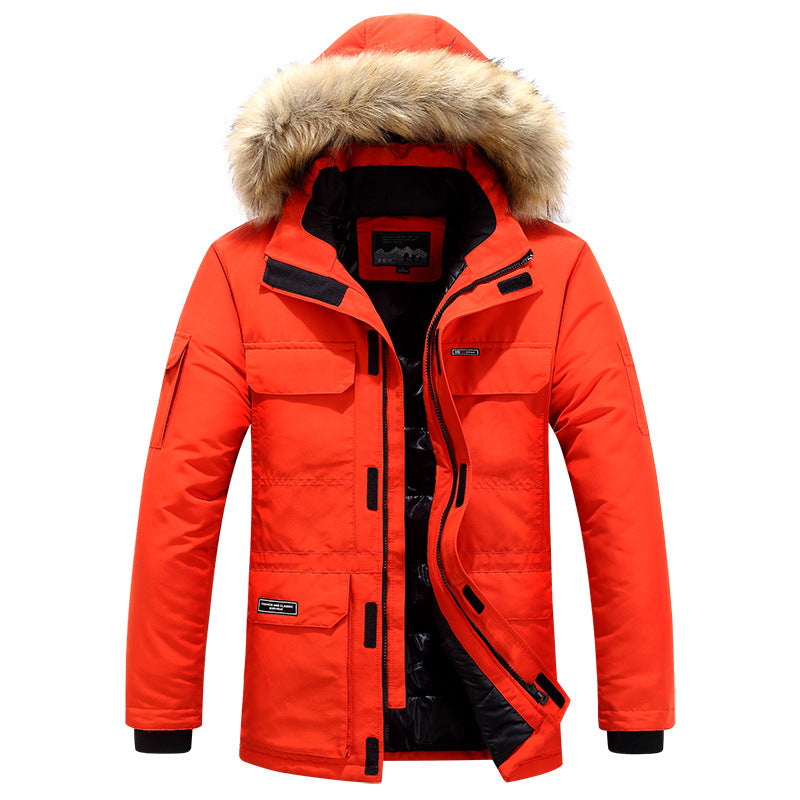 Cotton padded jacket with medium and long woolen collar