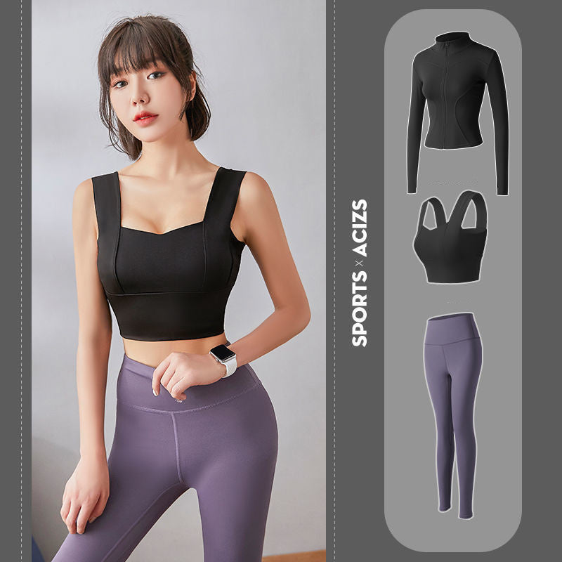 Three-piece set of thin fitness clothes for autumn