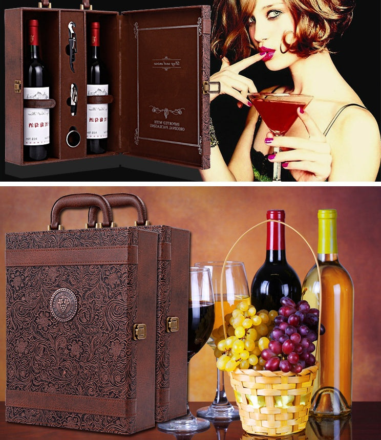 Wine box handmade in leather