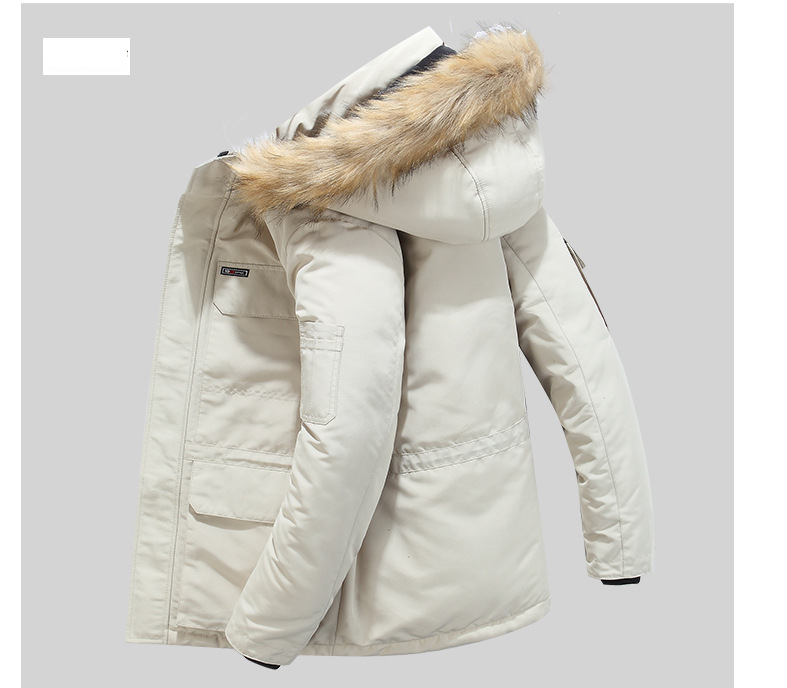 Cotton padded jacket with medium and long woolen collar