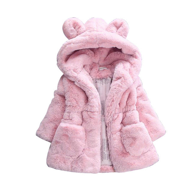 Girl fur coat for autumn and winter