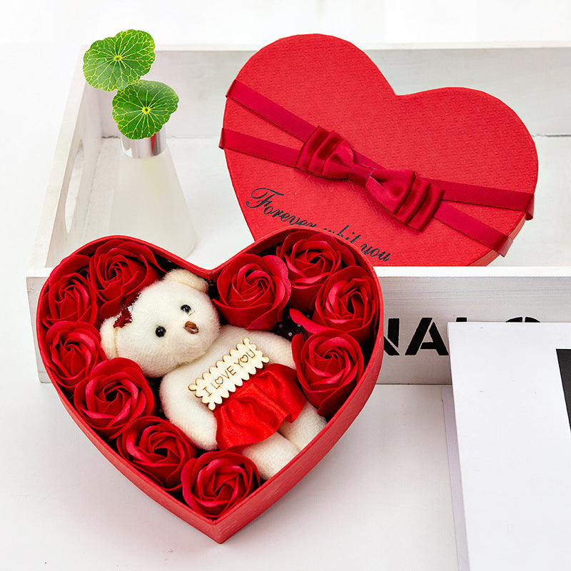 Gift Box for Valentine's Day flower rose with bear