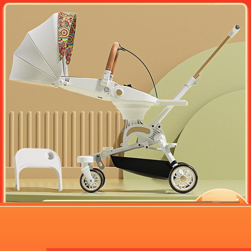 Stroller Can Sit And Lie Flat Two-way Folding Lightweight Shock-absorbing High-view Stroller