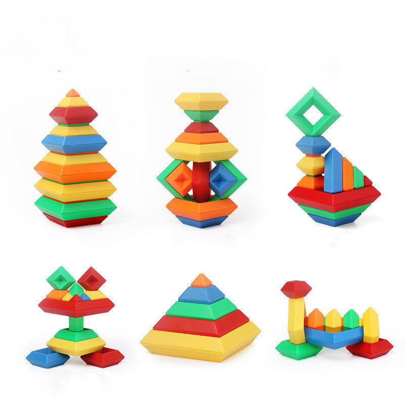 Kids Rainbow Tower Ring Wooden Jenga Color Cognitive Set Shapes Building Blocks Montessori Educational Toys for Kids