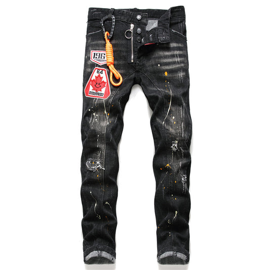 DSQ2 men’s jeans Paint Personality Patches Destroy Jeans For Men