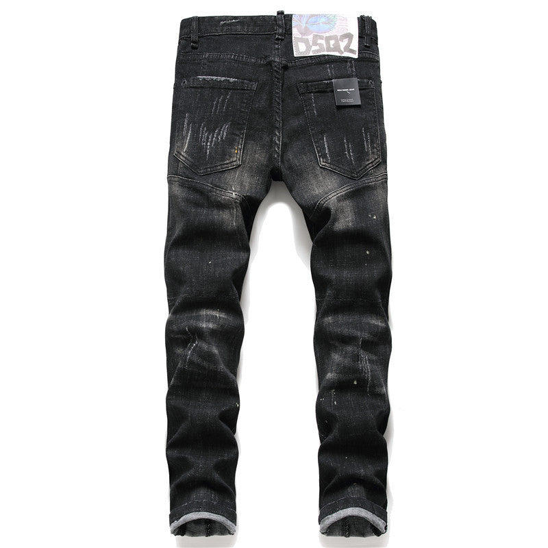 DSQ2 men’s jeans Paint Personality Patches Destroy Jeans For Men