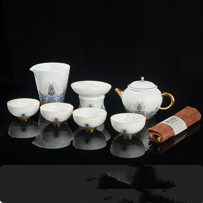 Golden Silk Enamel Six-cup Pot With Gift Set