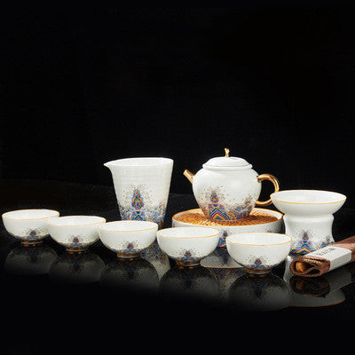 Golden Silk Enamel Six-cup Pot With Gift Set