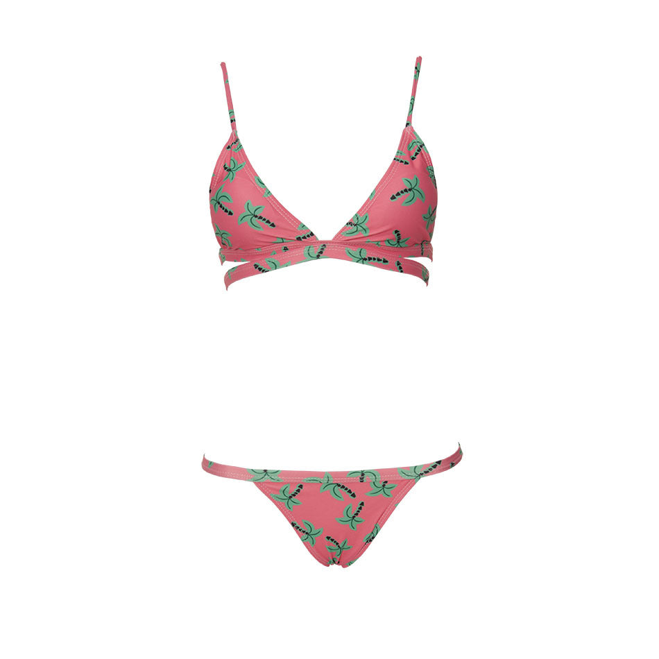 Palm Print Bikini Swimsuit Set