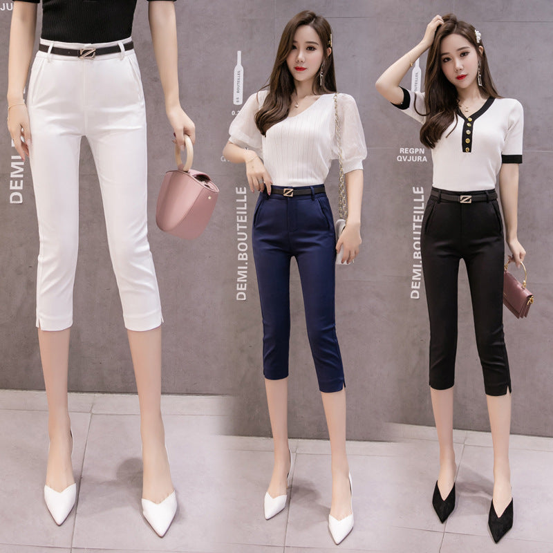 Fashion Slim Slimming Suit Pants Thin Casual Pants Cropped Pants Women