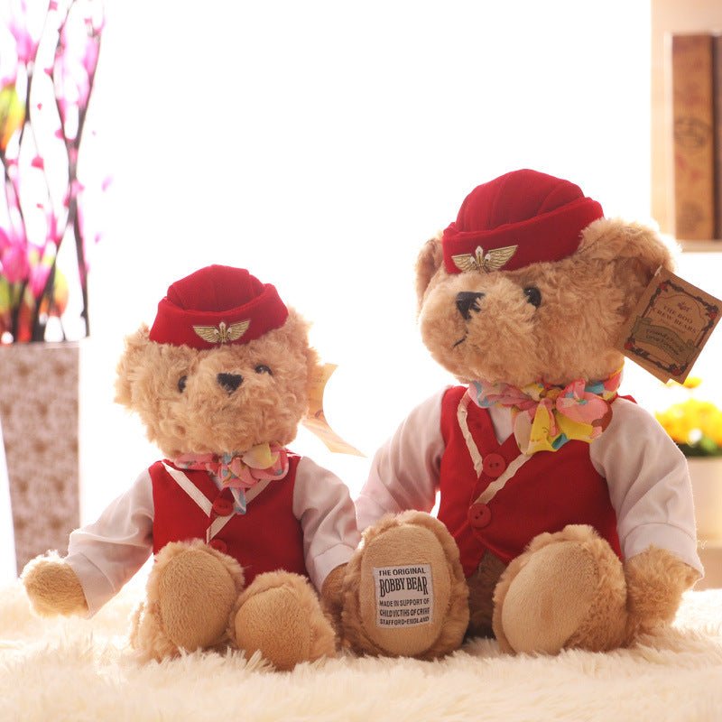 Teddy Bear Doll Stewardess Bear Plush Toy Uniform Bear Doll