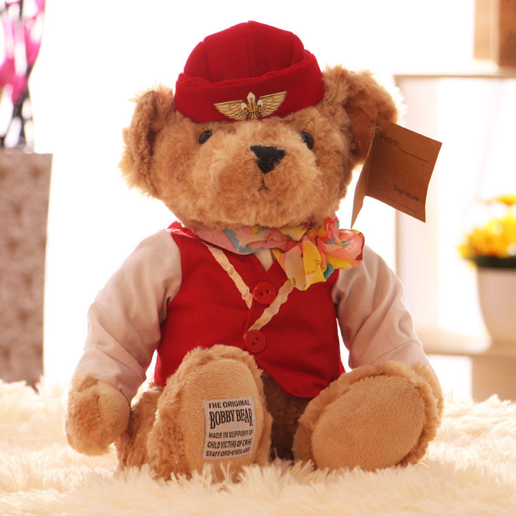 Teddy Bear Doll Stewardess Bear Plush Toy Uniform Bear Doll