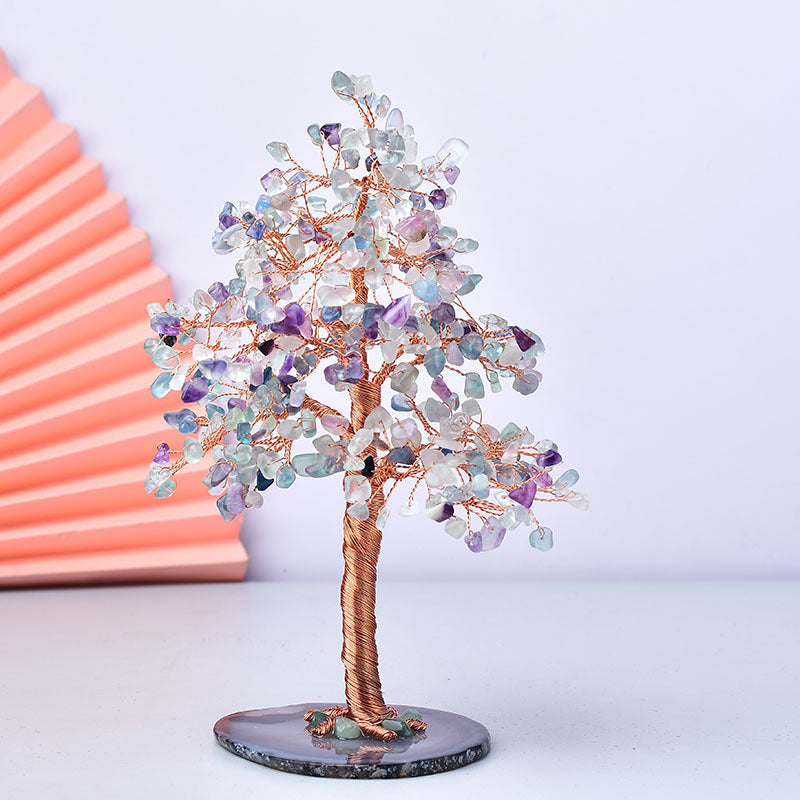 Natural Crystal Crushed Stone Fortune Tree Ornaments