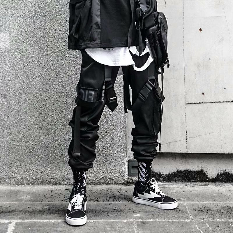 Functional Overalls Dark Functional Pants Paratrooper Pants Hip-Hop All-Match Casual Pants Men