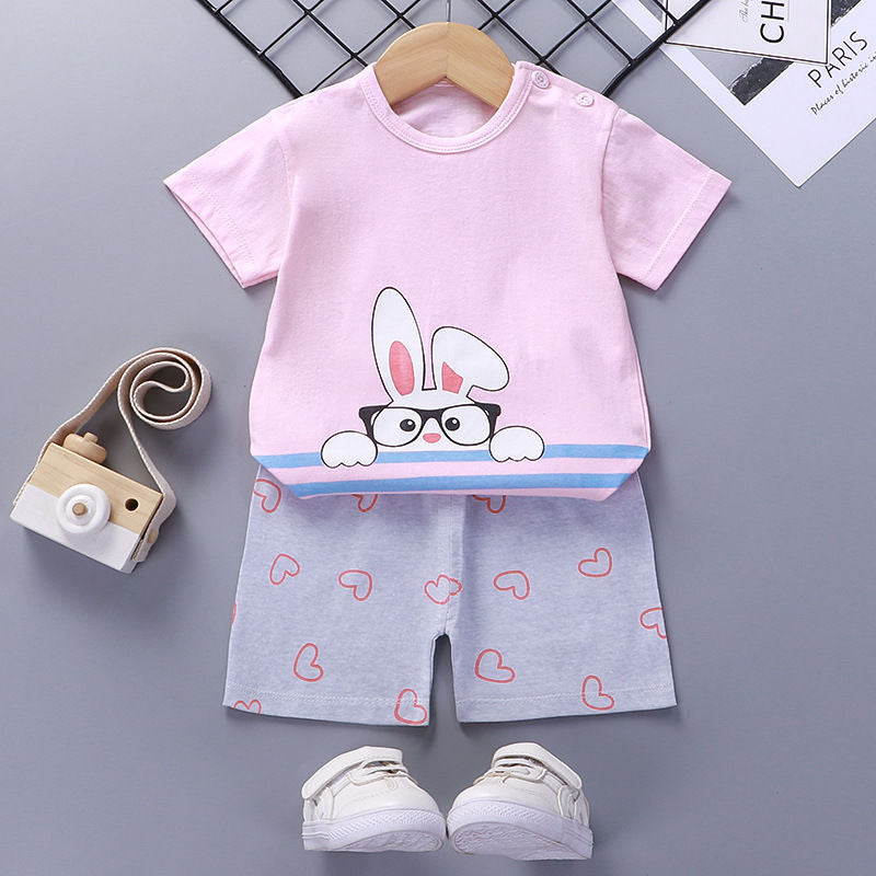 Baby Girl Short-Sleeved Cotton Summer Clothes Set