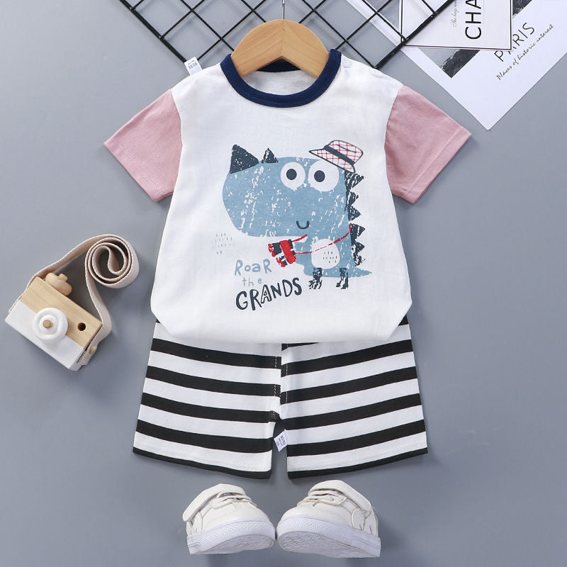 Baby Girl Short-Sleeved Cotton Summer Clothes Set