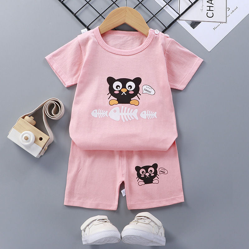 Baby Girl Short-Sleeved Cotton Summer Clothes Set