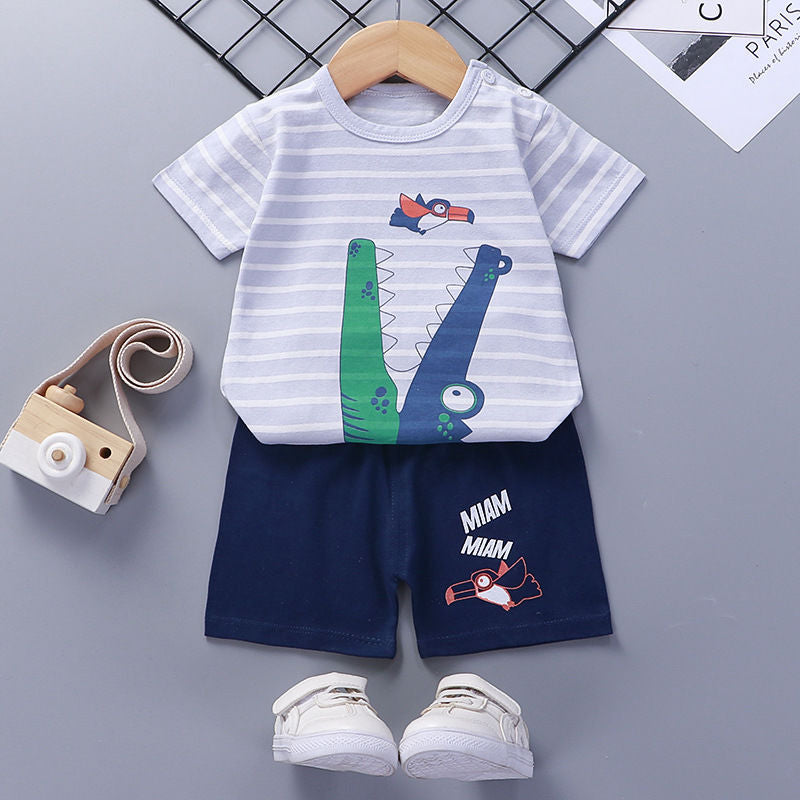 Baby Girl Short-Sleeved Cotton Summer Clothes Set