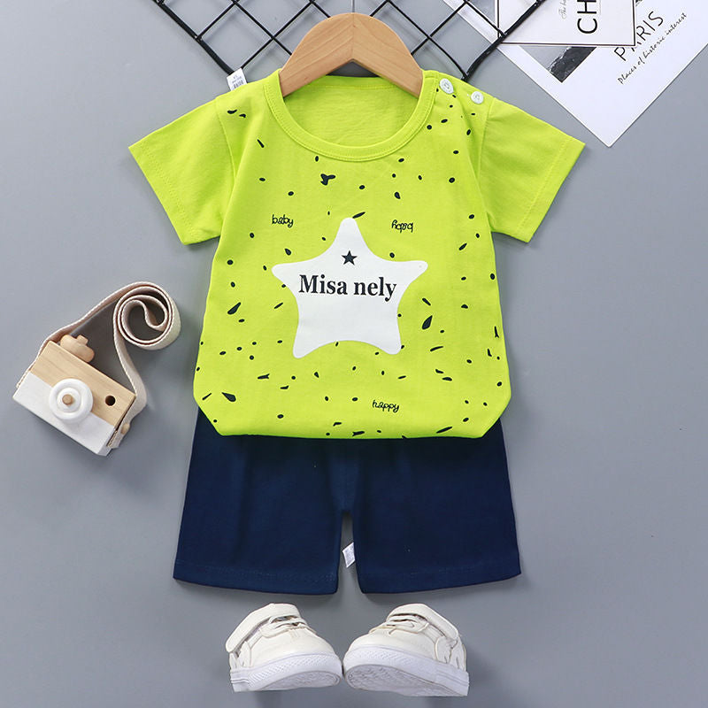 Baby Girl Short-Sleeved Cotton Summer Clothes Set