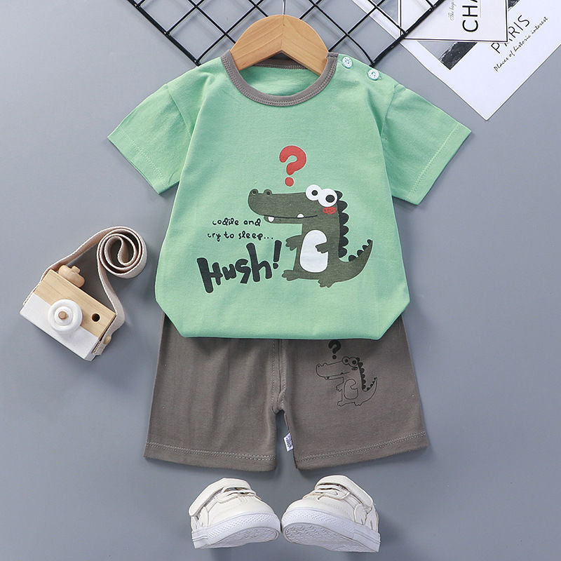 Baby Girl Short-Sleeved Cotton Summer Clothes Set