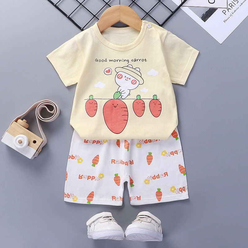 Baby Girl Short-Sleeved Cotton Summer Clothes Set