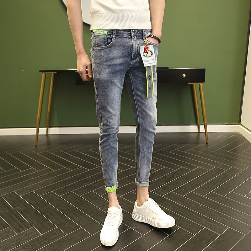 Men’s jeans Spring And Summer New Cropped Jeans for Men Korean Version