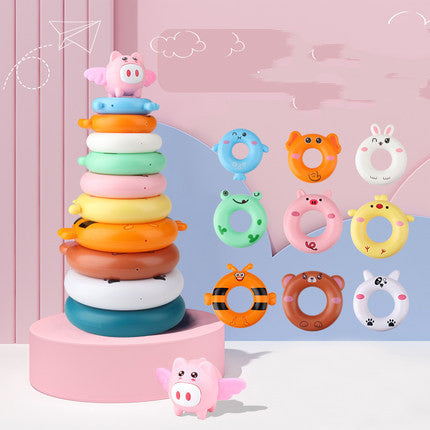 Toy Children's Baby Puzzle Early Education Rainbow Set Animal Ring