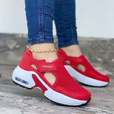 Large Size Thick Bottom Wedge Heel Velcro Casual Shoes Breathable Sneakers Women