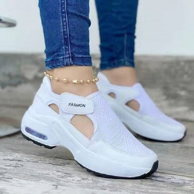 Large Size Thick Bottom Wedge Heel Velcro Casual Shoes Breathable Sneakers Women