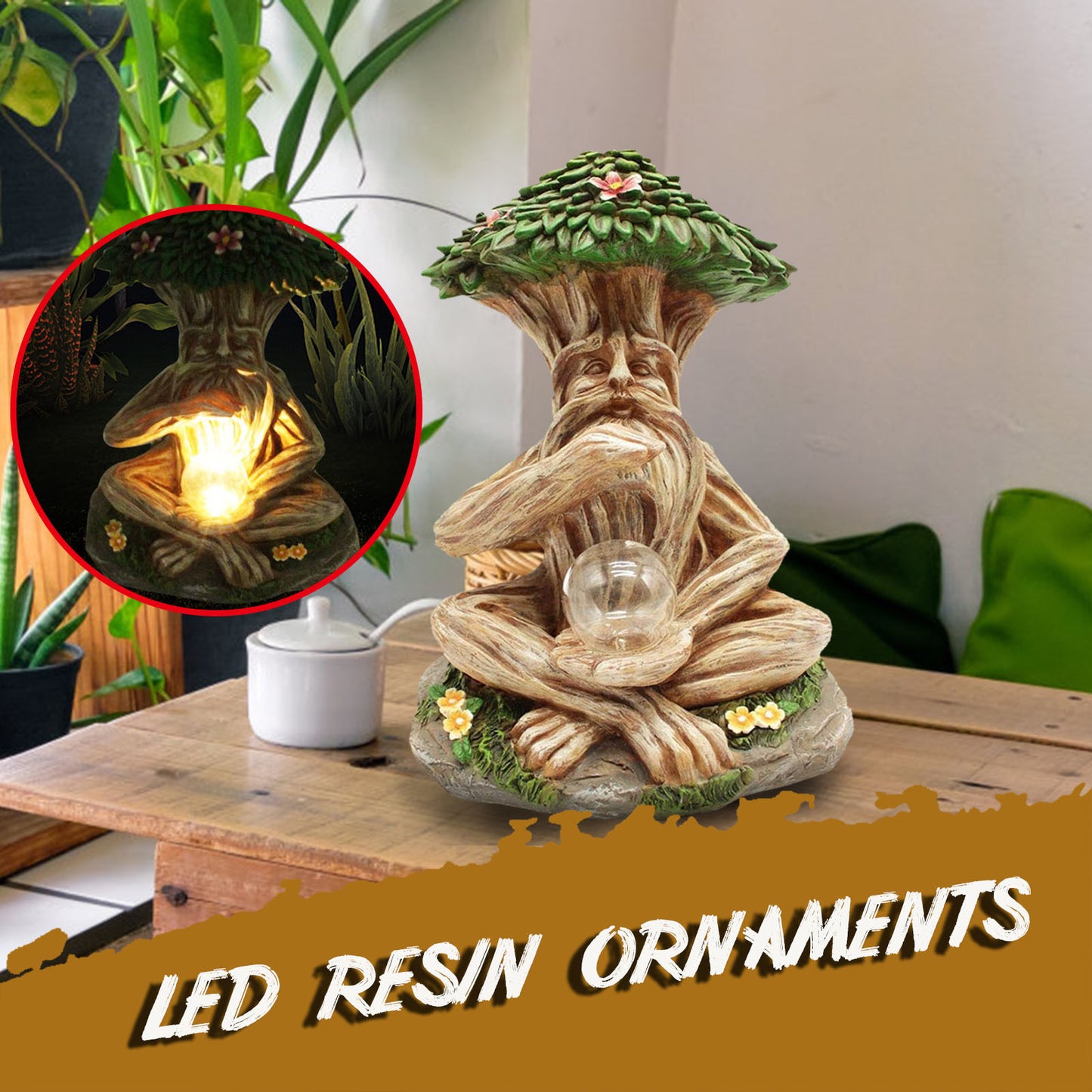 Garden Decoration LED Resin Ornament Sculptures Green Interesting Indoor Outdoor Home Decoration Accessories