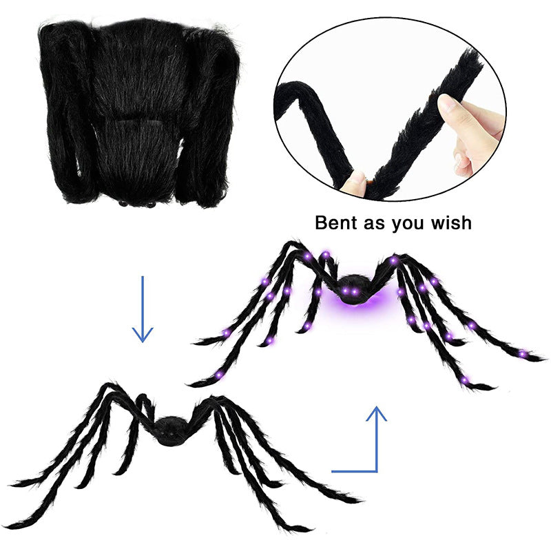 Halloween Decorations Purple Led Luminous Spider 125cm