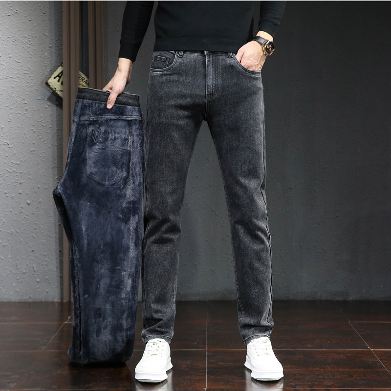 Men's winter jeans Autumn And Winter Fleece-lined Thick Jeans