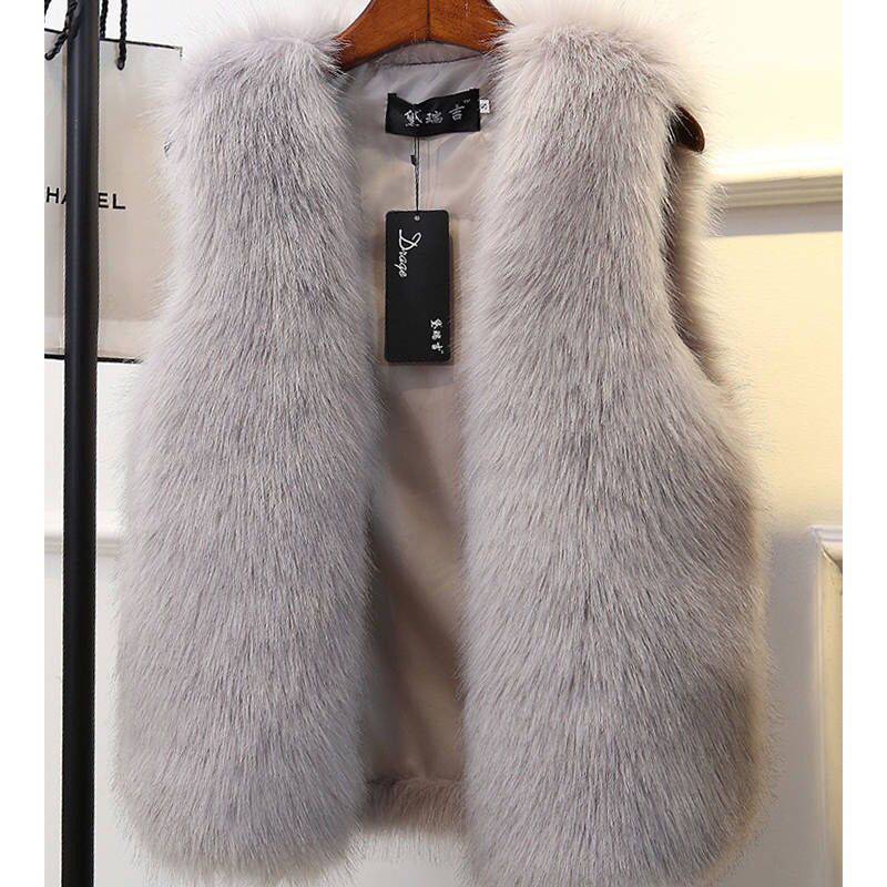 Women's Fox Fur vest Waistcoat Plus Cotton Furry Vest