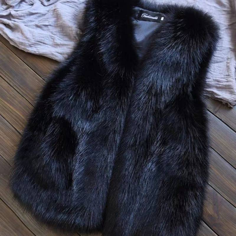 Women's Fox Fur vest Waistcoat Plus Cotton Furry Vest