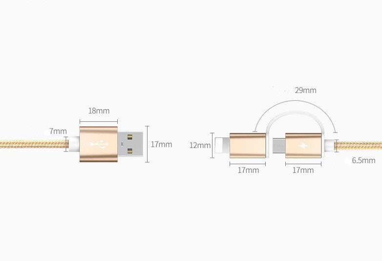 100cm Fast Charger Cable 2 IN 1 USB Type C Micro