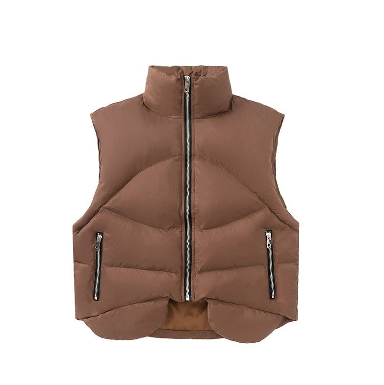 Niche Design Stand Collar Profile Short Cotton Waistcoat Men And Women