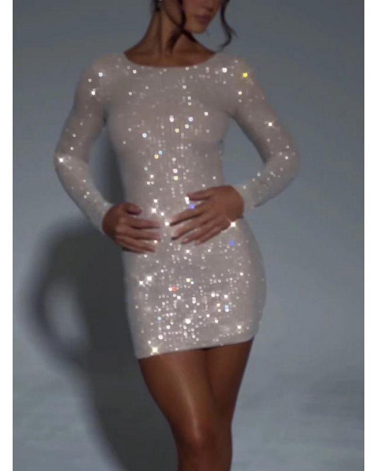 Women's New Hip Skirt Fashionable Sequins Slimming Dress