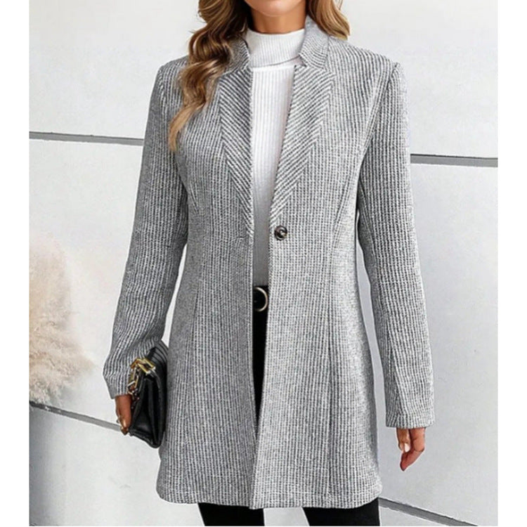 Woman’s coat FallWinter Slim Jacquard Stitching Temperament Commute Women's Woolen Coat