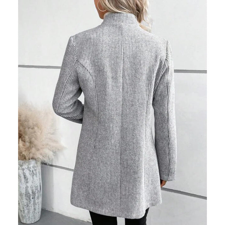 Woman’s coat FallWinter Slim Jacquard Stitching Temperament Commute Women's Woolen Coat