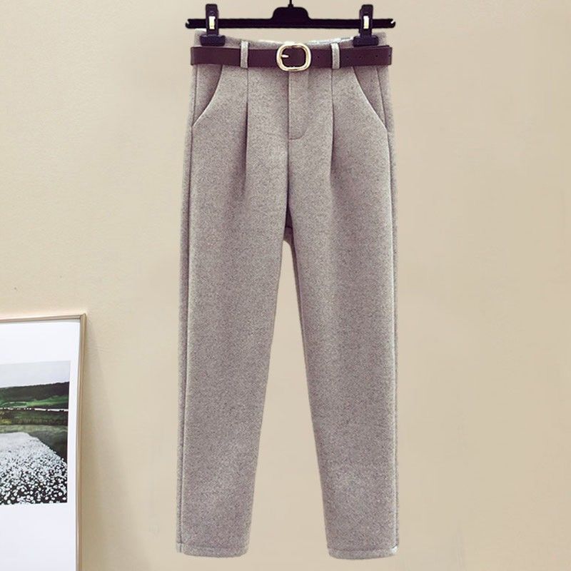 Winter Women's Woolen Coat Sweater Pants Three-piece Set